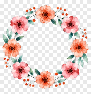 Watercolor Flower Wreath PNG