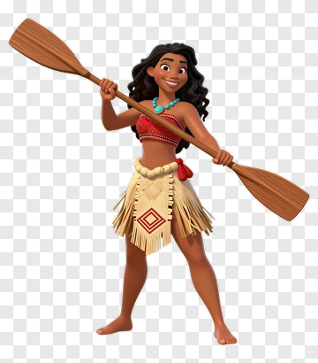 Moana Holding A Paddle PNG