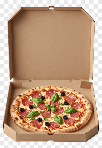 Pepperoni Pizza With Basil And Olives PNG
