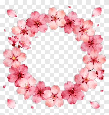 Cherry Blossom Flower Wreath PNG