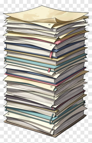 Stack Of Papers With Colorful Tabs PNG