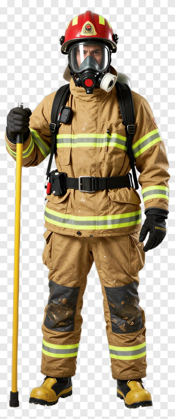Firefighter In Full Gear PNG
