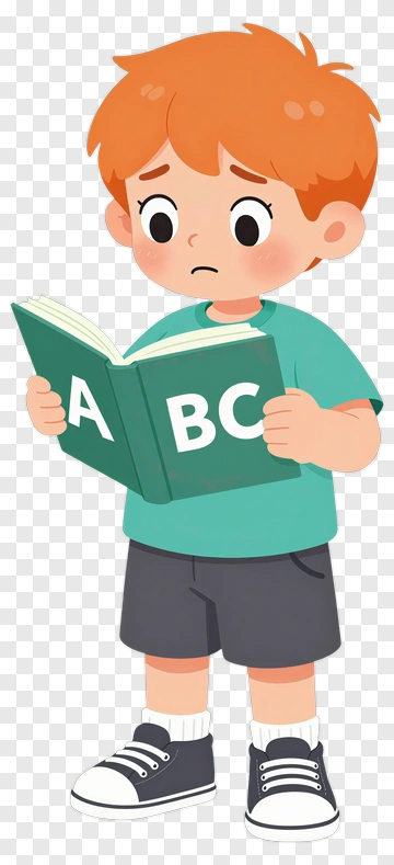 Child Reading Alphabet Book PNG