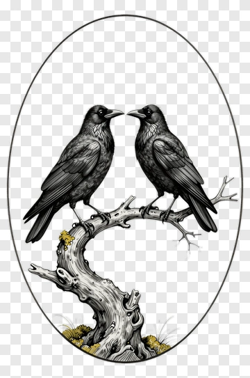 Two Crows On A Branch PNG