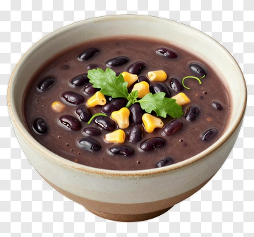 Black Bean Soup With Corn And Herb PNG