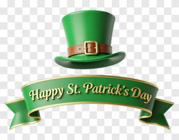 Green Top Hat With Happy St Patrick's Day Ribbon PNG