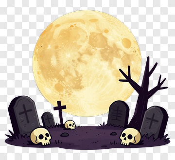 Graveyard Under Full Moon PNG