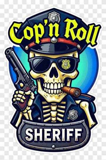 Cop'n Roll Sheriff Skull PNG