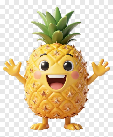 Happy Pineapple Character PNG