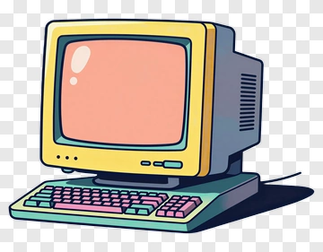 Retro Computer With Keyboard PNG