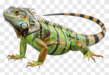 Green Iguana With Spine And Tail PNG