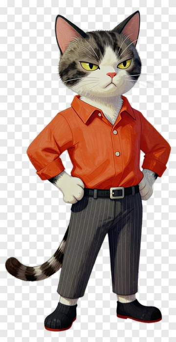 Cat In Orange Shirt PNG