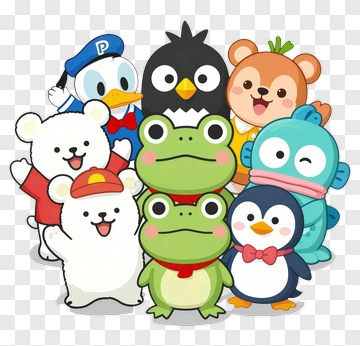 Group Of Cartoon Animal Friends PNG