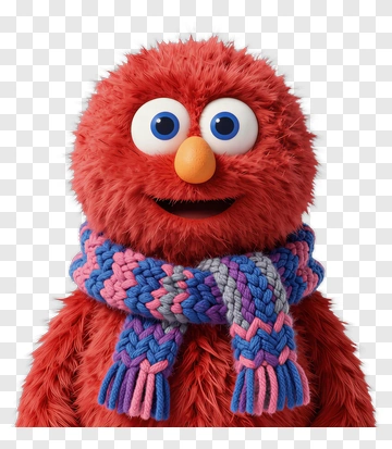 Elmo Wearing A Colorful Scarf PNG