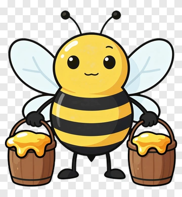 Cute Bee Carrying Honey Buckets PNG