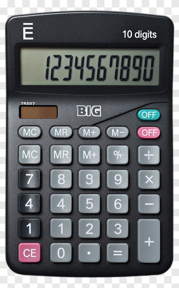 Black Calculator Displaying Numbers PNG