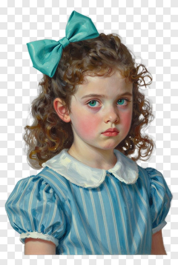 Portrait Of A Young Girl With Curly Hair PNG