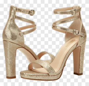 Gold Glitter High Heeled Sandals PNG