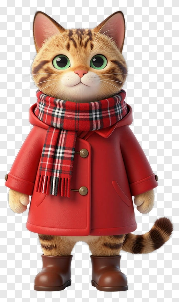 Cute Cat In Winter Outfit PNG