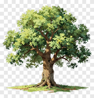 A Cartoon Tree With Lush Green Leaves PNG