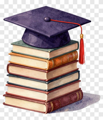 Graduation Cap On Stack Of Books PNG