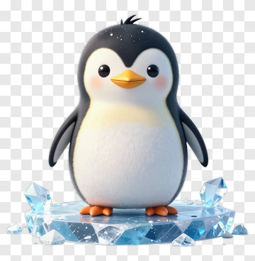 Cute Penguin On Ice PNG