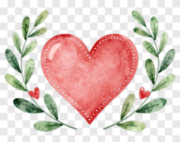 Watercolor Heart Wreath PNG