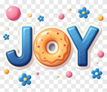 Joy Letter With Donut And Flowers PNG