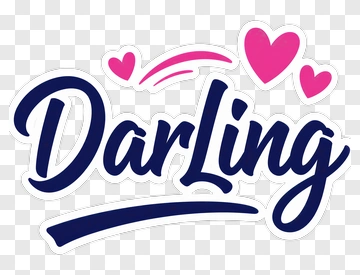 Darling Text Design With Hearts PNG