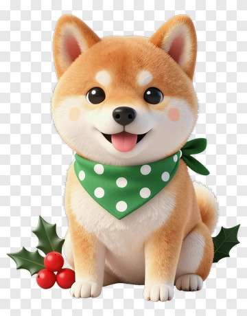 Cute Shiba Inu With Christmas Holly PNG