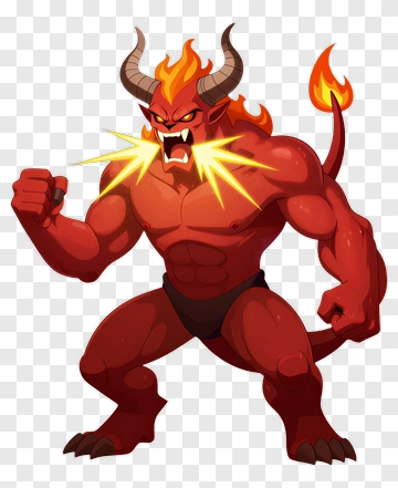 Red Demon With Fire Aura PNG