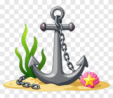 Anchor With Seashell And Seaweed PNG