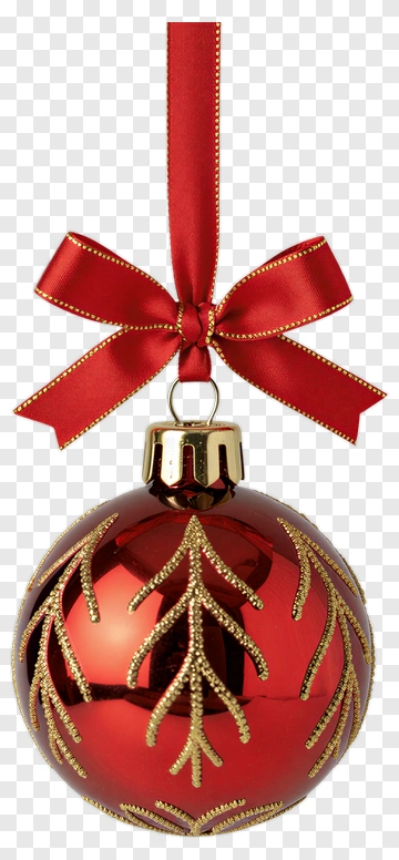 Red Christmas Ornament With Gold Design PNG