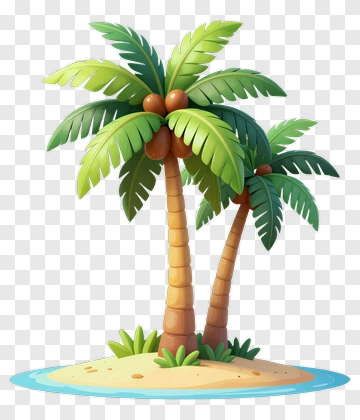 Tropical Palm Tree With Coconut PNG