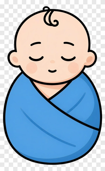 Sleeping Baby Wrapped In Blue PNG