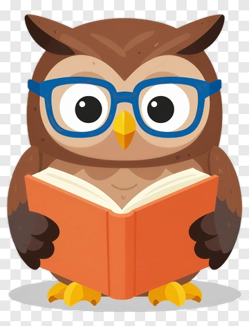 Smart Owl Reading Book PNG