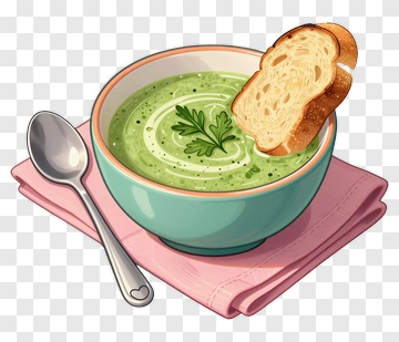 Green Soup With Toast PNG