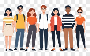 Group Of Young Adults Standing Together PNG