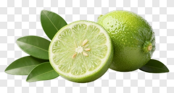 Fresh Lime With Leaf And Slice PNG