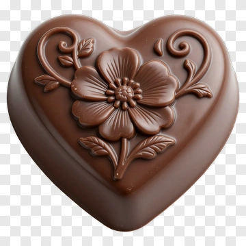 Heart-Shaped Chocolate With Flower Design PNG