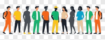 Group Of People In Colorful Outfits PNG