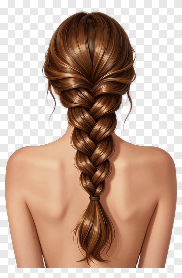 Woman With Long Brown Braid PNG
