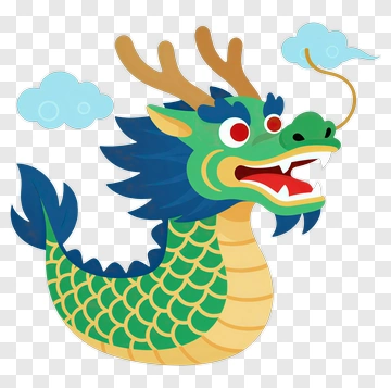 Green Dragon With Blue Mane PNG