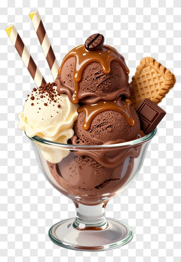 Chocolate And Vanilla Ice Cream Sundae PNG