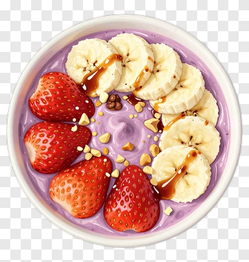 Purple Smoothie Bowl With Strawberries And Bananas PNG