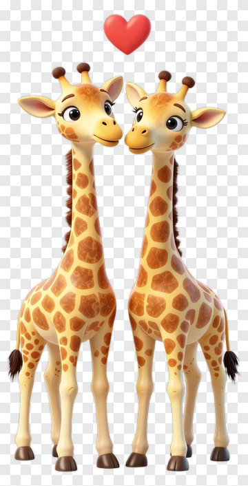 Two Giraffes With A Heart PNG