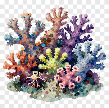Colorful Coral Reef Scene PNG