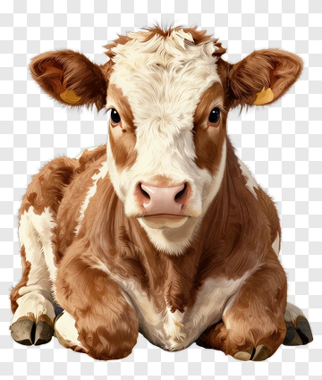 Cute Brown And White Cow PNG