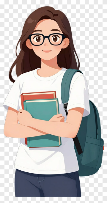 Cartoon Student Holding Books PNG