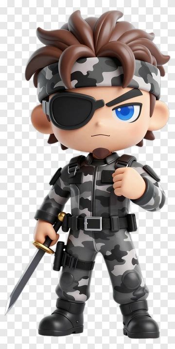 Chibi Soldier With Eyepatch And Knife PNG